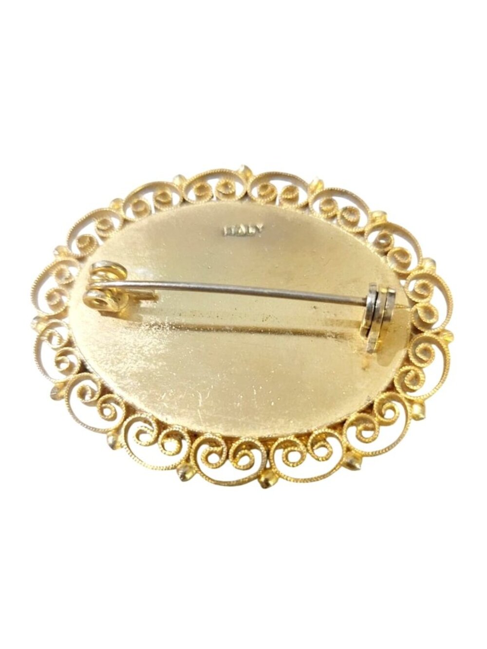 Vintage Italian Floral Micro Mosaic Brooch Gold Plated Blue Flowers Glass Tiles - Picture 3 of 8